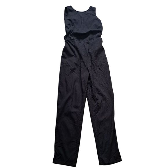 Marine Layer Tencel Blend Eloise Belted Jumpsuit Peekaboo Cutout XS Black NWT - Picture 6 of 15